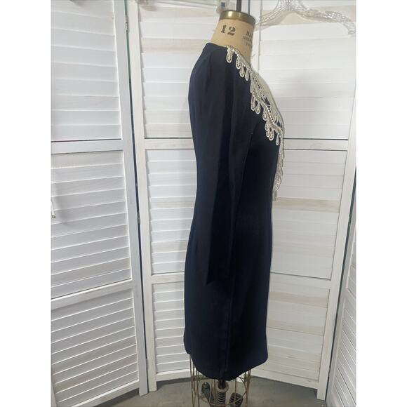 Vintage 80s Jeffery & Dara by Linda Hutley Dress Women's Black Pencil Sz 9/10 - Picture 3 of 9